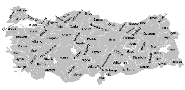 Karte aller Provinzen